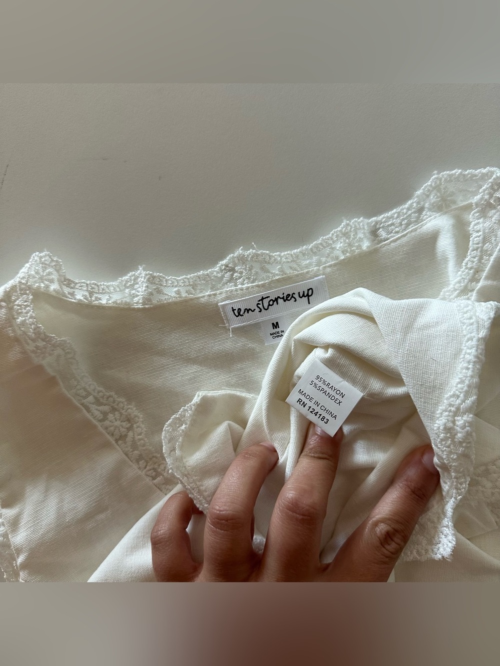 Ten Stories Up Cottagecore Lace Bustier Corset Vest White Hook Eye M - Picture 5 of 6